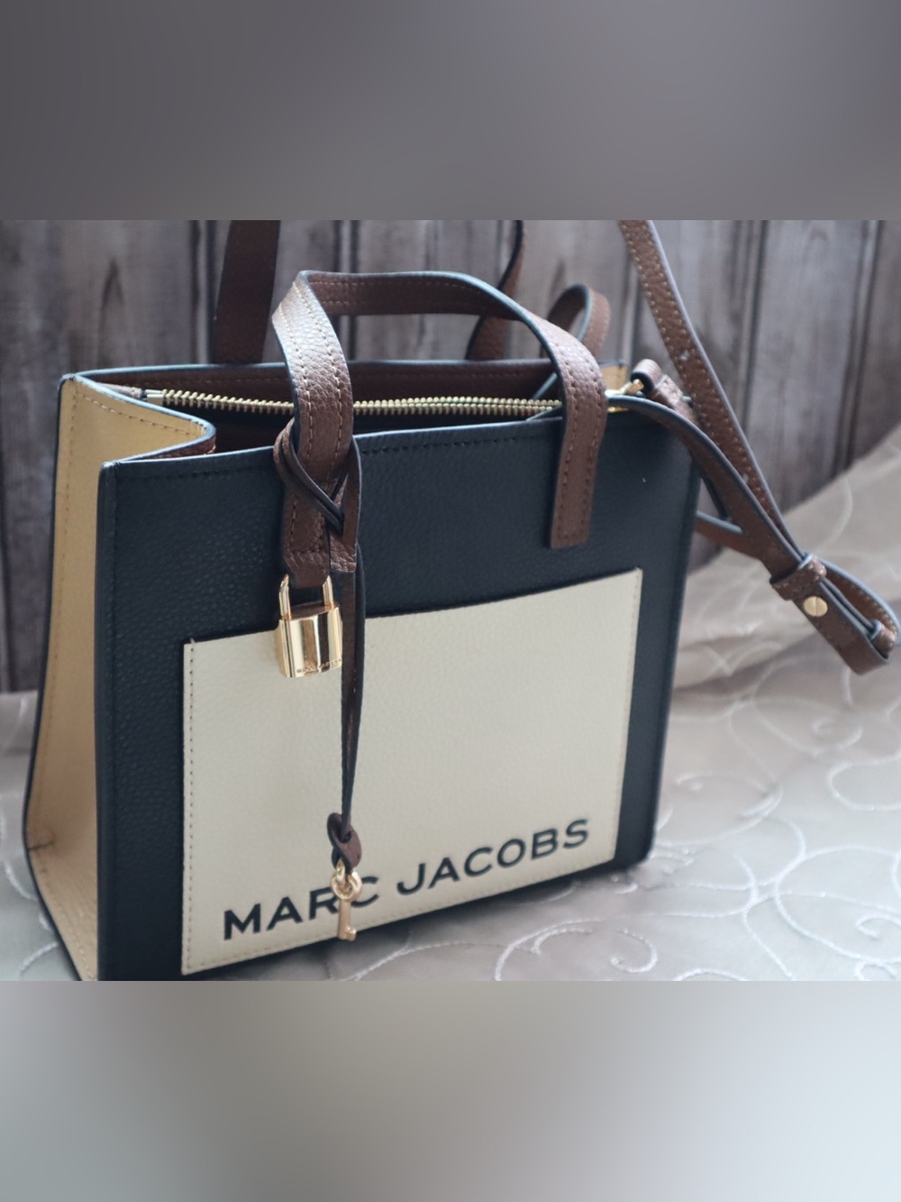Marc Jacobs Black, Cream & Brown Leather Satchel
